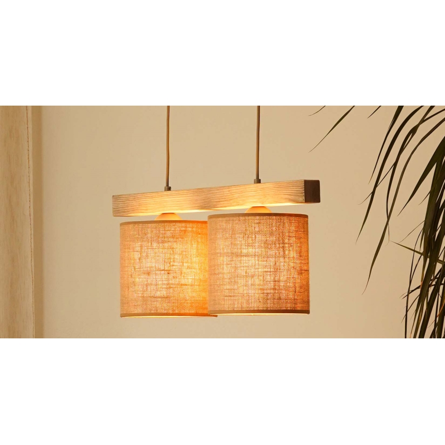 Brilagi - Candeeiro suspenso FOREST 2xE27/15W/230V pinho/castanho