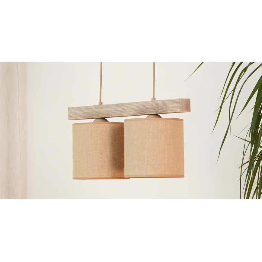 Brilagi - Candeeiro suspenso FOREST 2xE27/15W/230V pinho/castanho