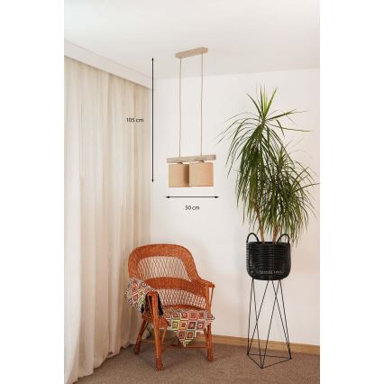 Brilagi - Candeeiro suspenso FOREST 2xE27/15W/230V pinho/castanho