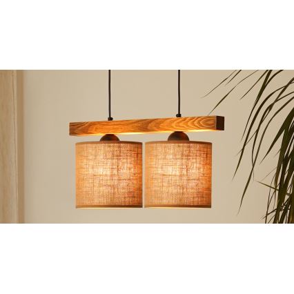 Brilagi - Candeeiro suspenso FOREST 2xE27/15W/230V pinho/castanho/preto