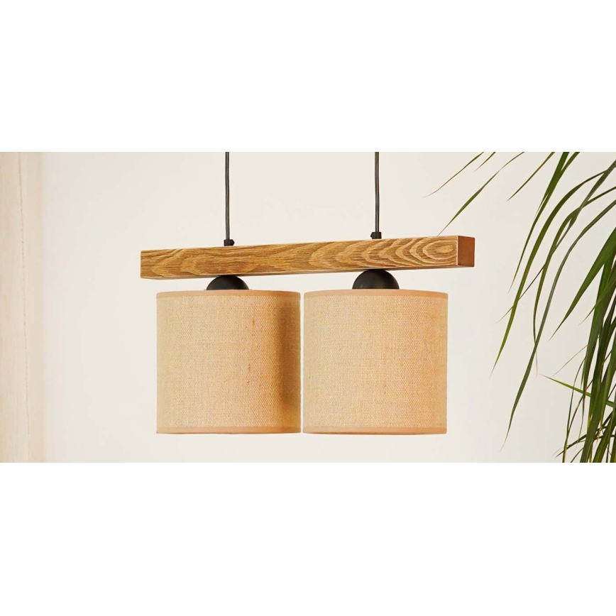 Brilagi - Candeeiro suspenso FOREST 2xE27/15W/230V pinho/castanho/preto