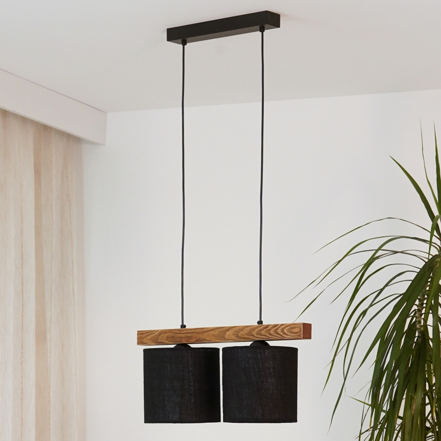 Brilagi - Candeeiro suspenso FOREST 2xE27/15W/230V pinho/preto