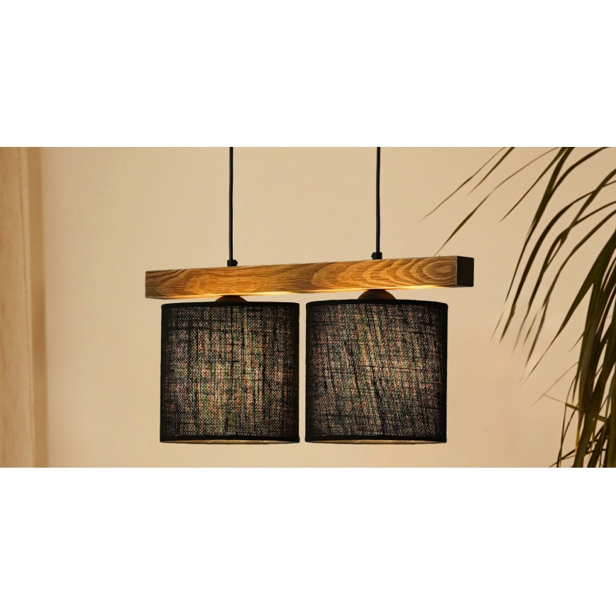 Brilagi - Candeeiro suspenso FOREST 2xE27/15W/230V pinho/preto