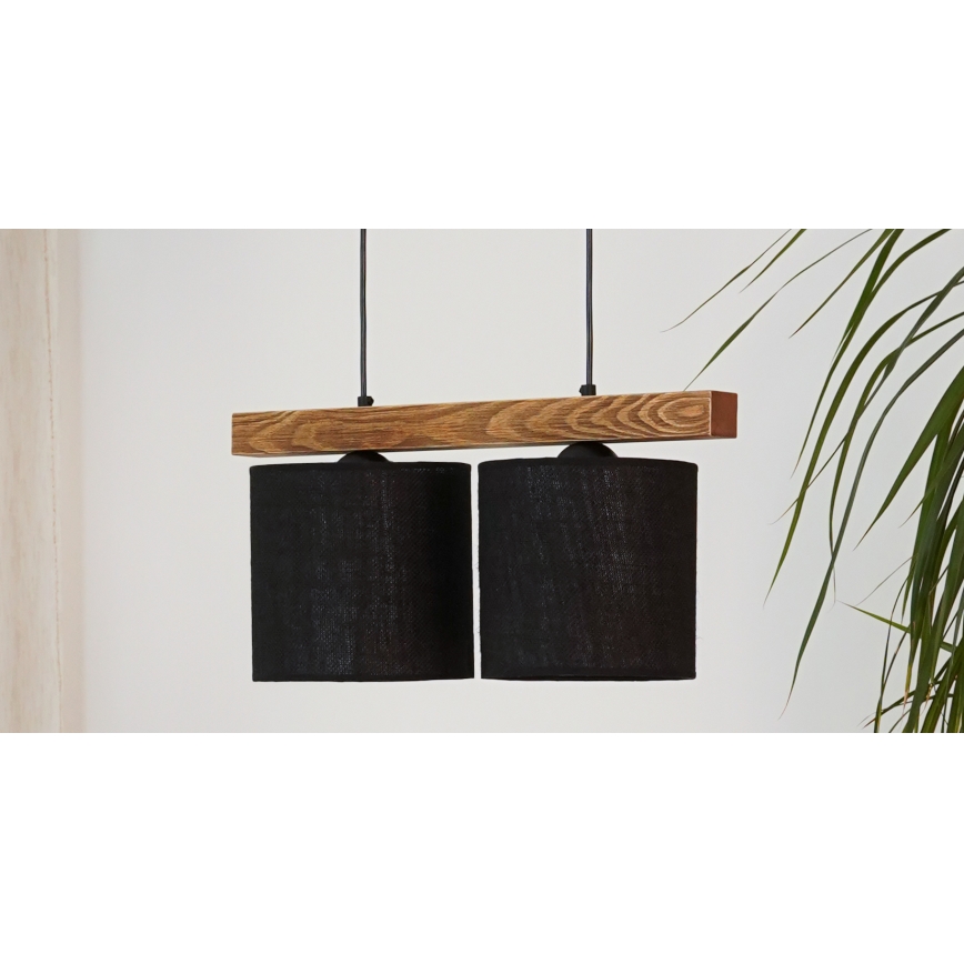 Brilagi - Candeeiro suspenso FOREST 2xE27/15W/230V pinho/preto