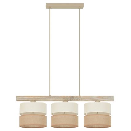 Brilagi - Candeeiro suspenso FOREST 3xE27/15W/230V pinho/bege/creme