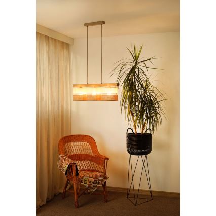 Brilagi - Candeeiro suspenso FOREST 3xE27/15W/230V pinho/bege/creme