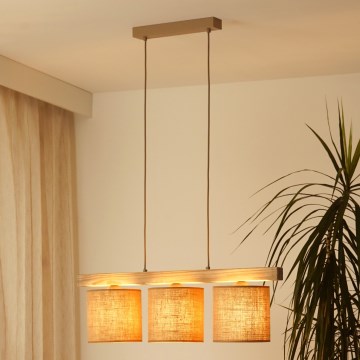 Brilagi - Candeeiro suspenso FOREST 3xE27/15W/230V pinho/castanho