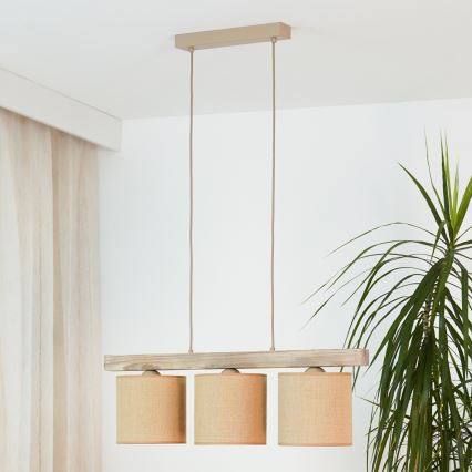 Brilagi - Candeeiro suspenso FOREST 3xE27/15W/230V pinho/castanho