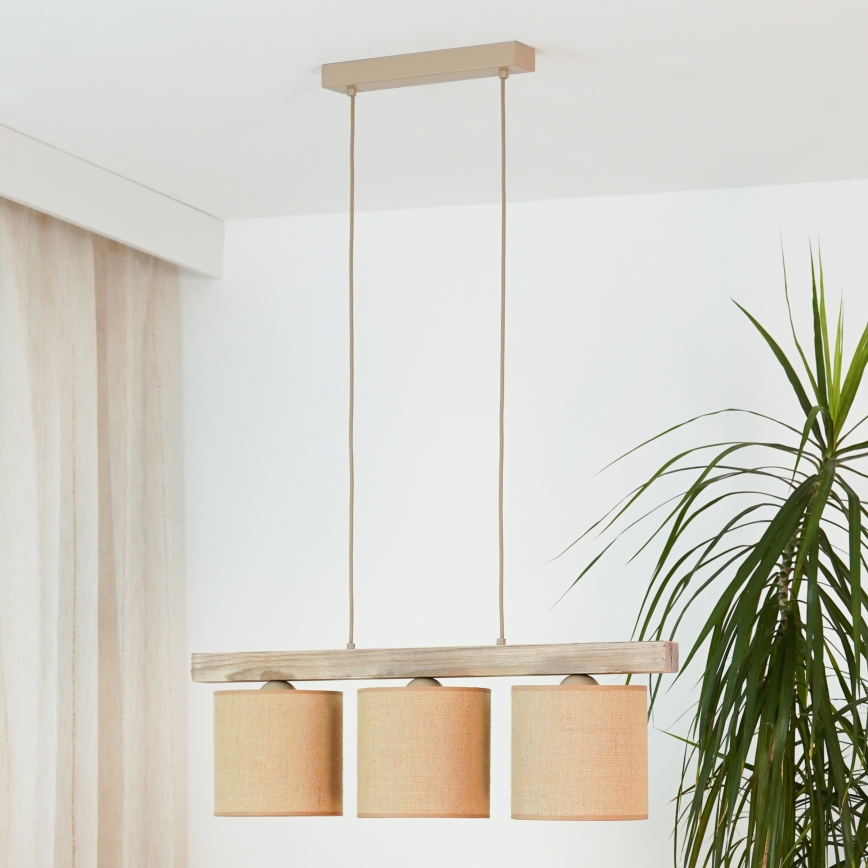 Brilagi - Candeeiro suspenso FOREST 3xE27/15W/230V pinho/castanho