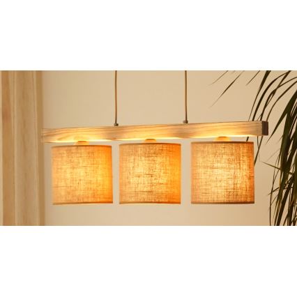 Brilagi - Candeeiro suspenso FOREST 3xE27/15W/230V pinho/castanho