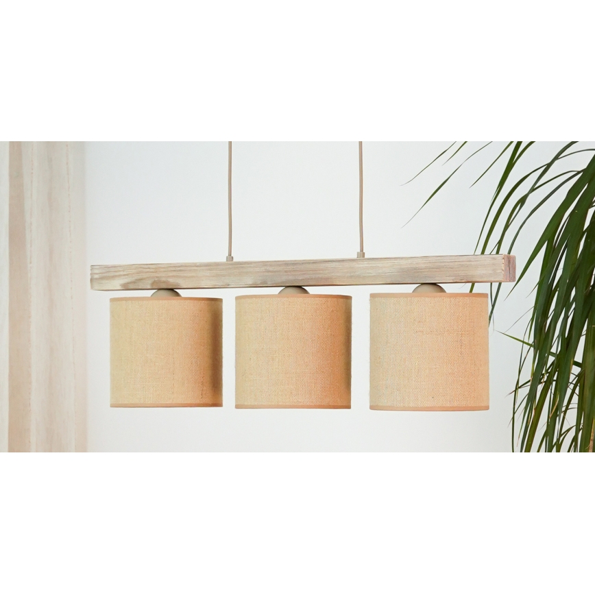 Brilagi - Candeeiro suspenso FOREST 3xE27/15W/230V pinho/castanho