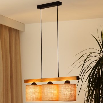 Brilagi - Candeeiro suspenso FOREST 3xE27/15W/230V pinho/castanho/preto