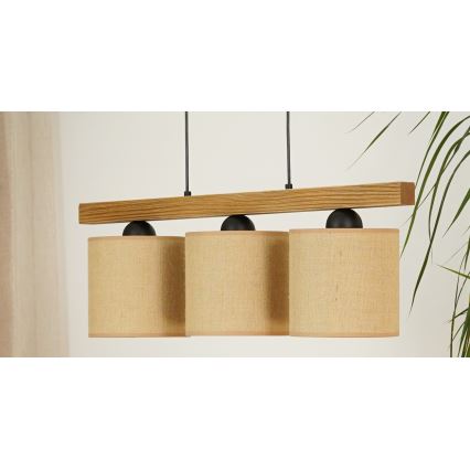 Brilagi - Candeeiro suspenso FOREST 3xE27/15W/230V pinho/castanho/preto