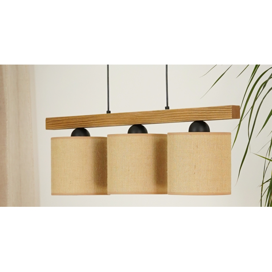 Brilagi - Candeeiro suspenso FOREST 3xE27/15W/230V pinho/castanho/preto