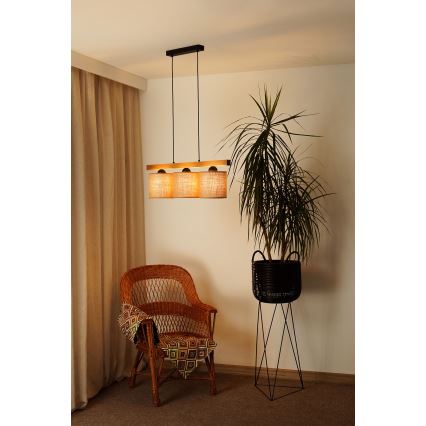 Brilagi - Candeeiro suspenso FOREST 3xE27/15W/230V pinho/castanho/preto