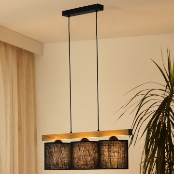 Brilagi - Candeeiro suspenso FOREST 3xE27/15W/230V pinho/preto