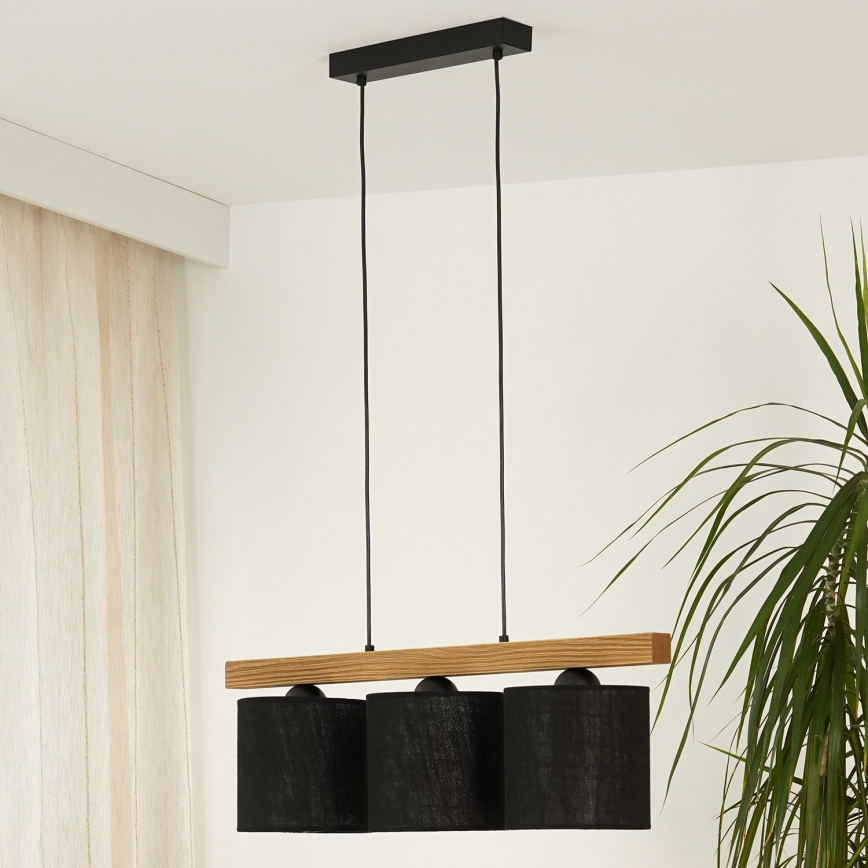 Brilagi - Candeeiro suspenso FOREST 3xE27/15W/230V pinho/preto