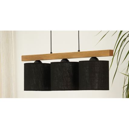 Brilagi - Candeeiro suspenso FOREST 3xE27/15W/230V pinho/preto