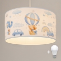 Brilagi - Candeeiro suspenso infantil LED BOBO 1xE27/60W/230V Ø 35 cm azul/ursinhos