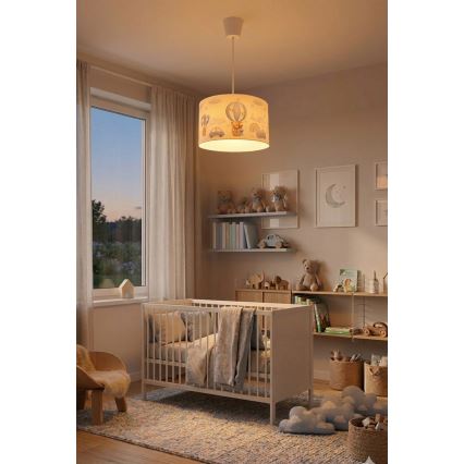 Brilagi - Candeeiro suspenso infantil LED BOBO 1xE27/60W/230V Ø 35 cm azul/ursinhos