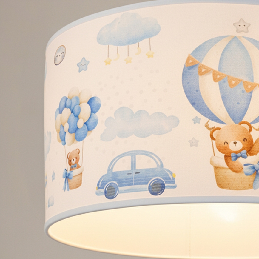 Brilagi - Candeeiro suspenso infantil LED BOBO 1xE27/60W/230V Ø 35 cm azul/ursinhos