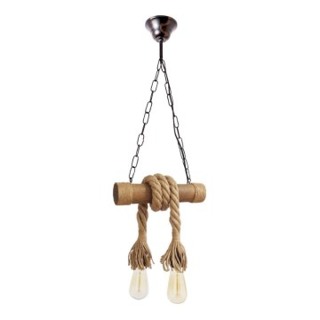 Brilagi - Candeeiro suspenso KOS 2xE27/60W/230V faia