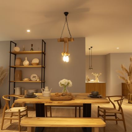 Brilagi - Candeeiro suspenso KOS 2xE27/60W/230V faia