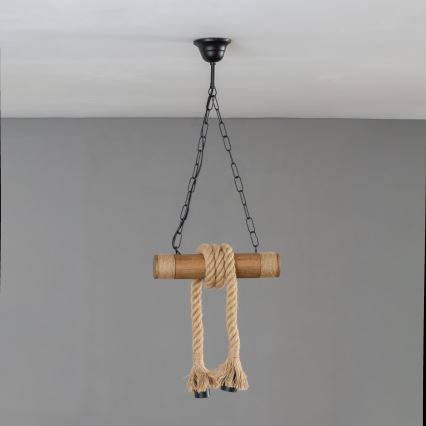 Brilagi - Candeeiro suspenso KOS 2xE27/60W/230V faia