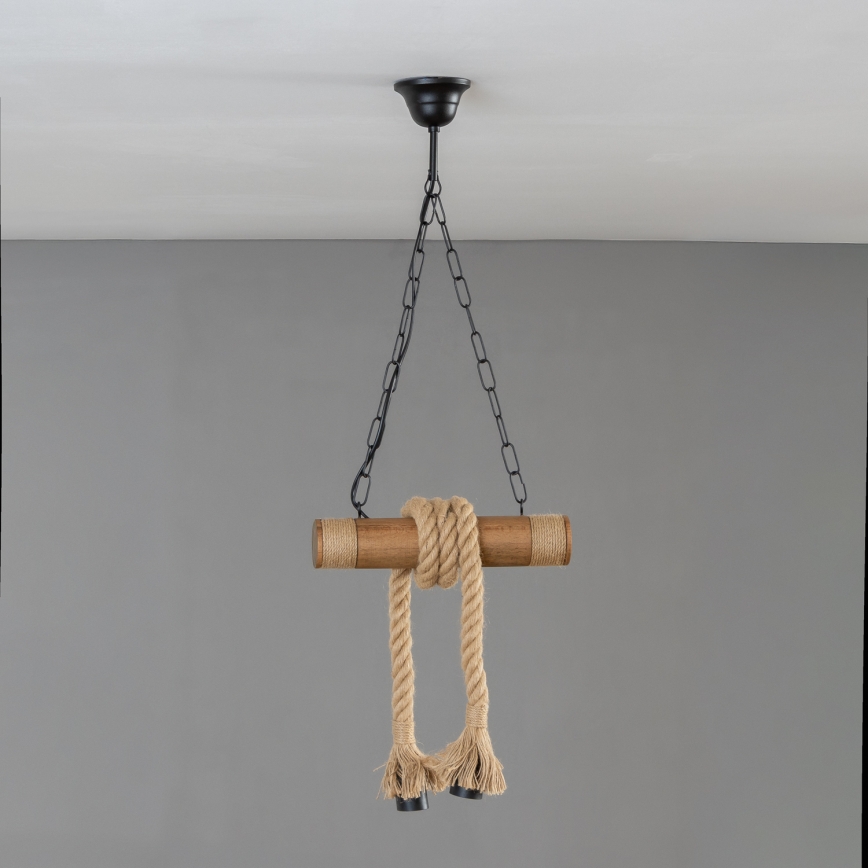 Brilagi - Candeeiro suspenso KOS 2xE27/60W/230V faia