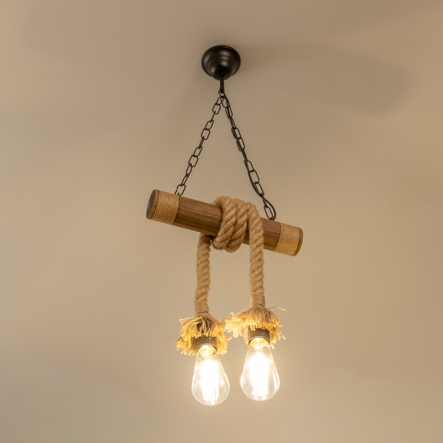 Brilagi - Candeeiro suspenso KOS 2xE27/60W/230V faia