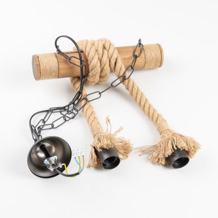 Brilagi - Candeeiro suspenso KOS 2xE27/60W/230V faia