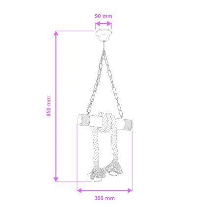 Brilagi - Candeeiro suspenso KOS 2xE27/60W/230V faia