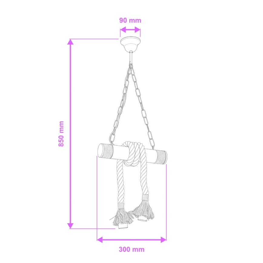 Brilagi - Candeeiro suspenso KOS 2xE27/60W/230V faia