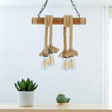 Brilagi - Candeeiro suspenso KOS 4xE27/60W/230V faia