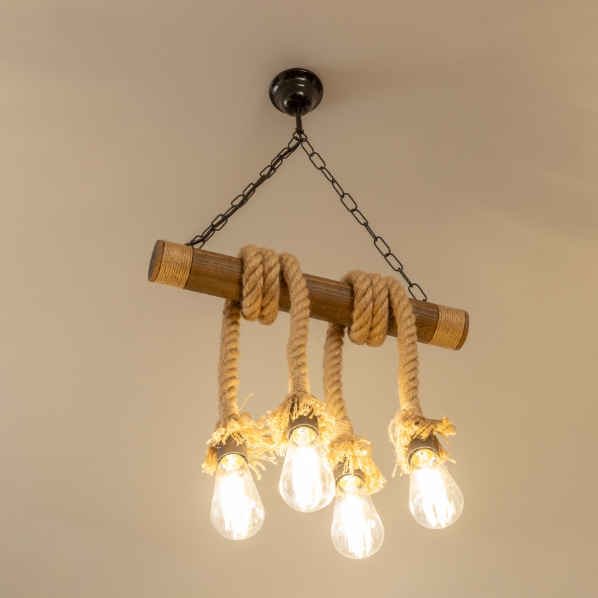 Brilagi - Candeeiro suspenso KOS 4xE27/60W/230V faia