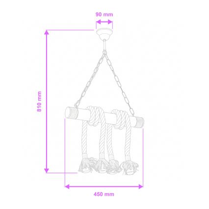 Brilagi - Candeeiro suspenso KOS 4xE27/60W/230V faia