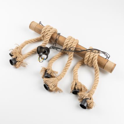 Brilagi - Candeeiro suspenso KOS 6xE27/60W/230V faia