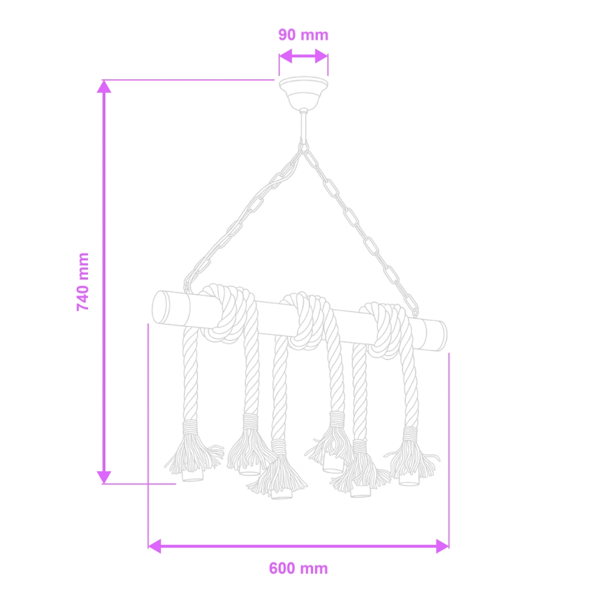 Brilagi - Candeeiro suspenso KOS 6xE27/60W/230V faia