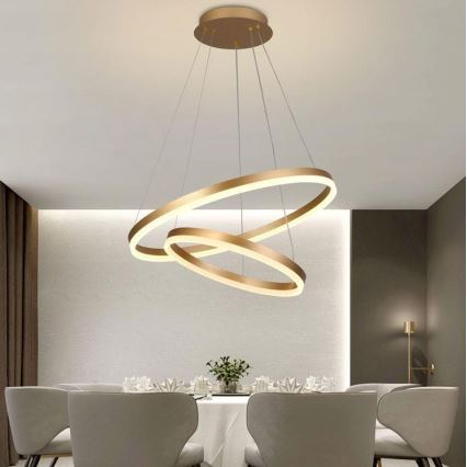 Brilagi - Candeeiro suspenso LED com regulação CIRCLE LED/70W/230V 3000-6500K dourado + comando