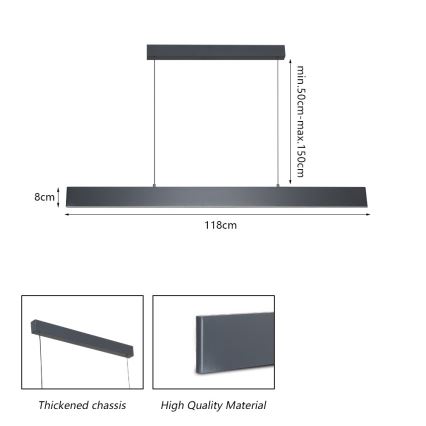 Brilagi - Candeeiro suspenso LED com regulação SLIMLINE LED/40W/230V 3000-6000K antracite + comando