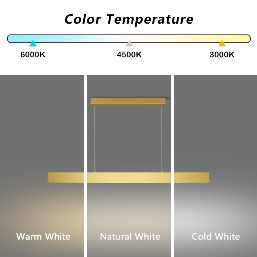 Brilagi - Candeeiro suspenso LED com regulação SLIMLINE LED/40W/230V 3000-6000K dourado + comando