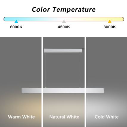 Brilagi - Candeeiro suspenso LED com regulação SLIMLINE LED/40W/230V 3000-6000K prateado + comando