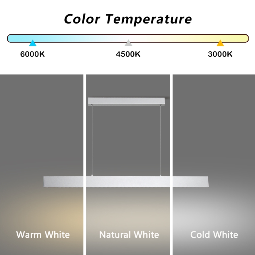 Brilagi - Candeeiro suspenso LED com regulação SLIMLINE LED/40W/230V 3000-6000K prateado + comando