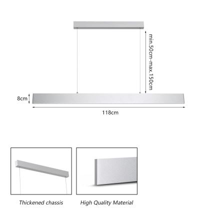 Brilagi - Candeeiro suspenso LED com regulação SLIMLINE LED/40W/230V 3000-6000K prateado + comando