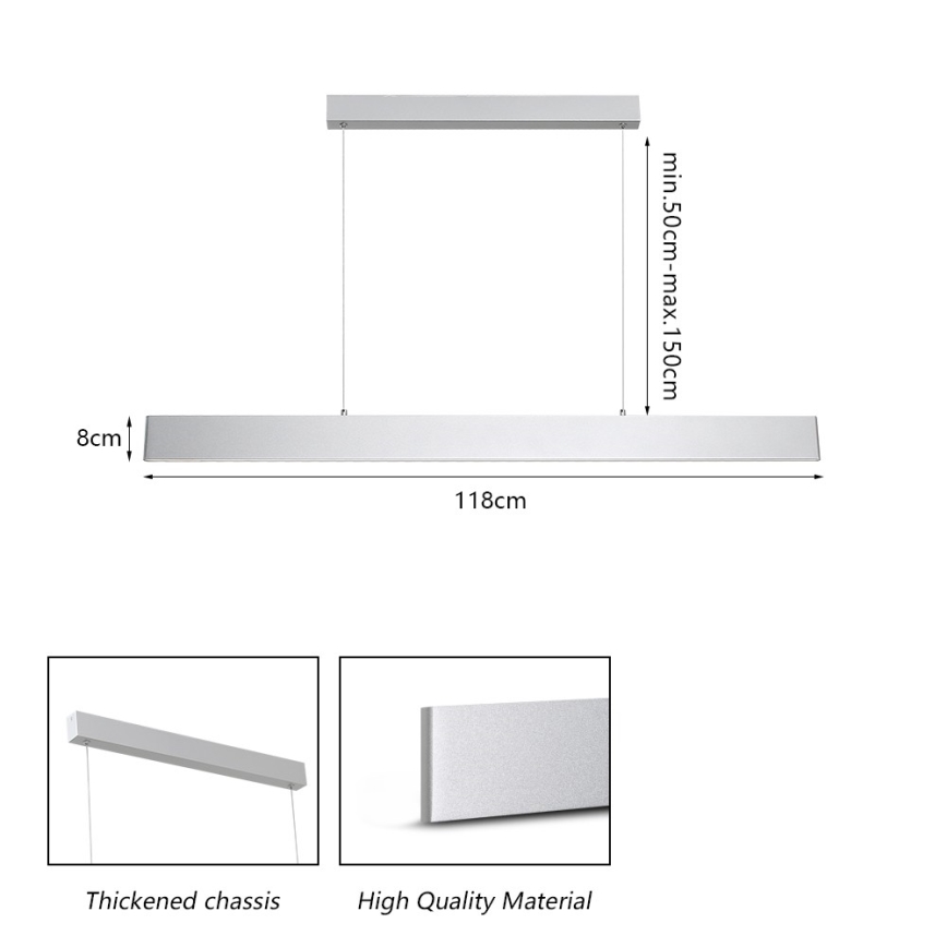 Brilagi - Candeeiro suspenso LED com regulação SLIMLINE LED/40W/230V 3000-6000K prateado + comando
