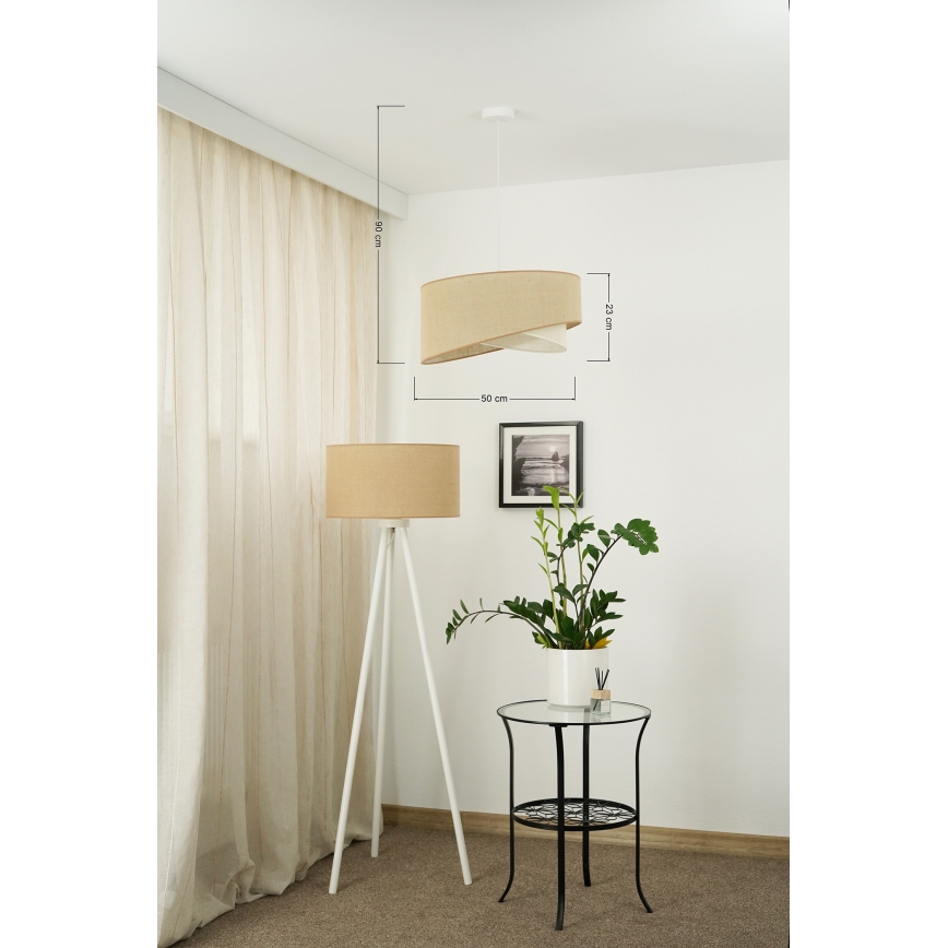 Brilagi - Candeeiro suspenso LED LYRA 1xE27/15W/230V bege/creme