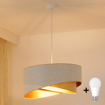 Brilagi - Candeeiro suspenso LED LYRA 1xE27/15W/230V branco/bege/dourado