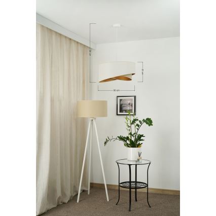 Brilagi - Candeeiro suspenso LED LYRA 1xE27/15W/230V branco/bege/dourado
