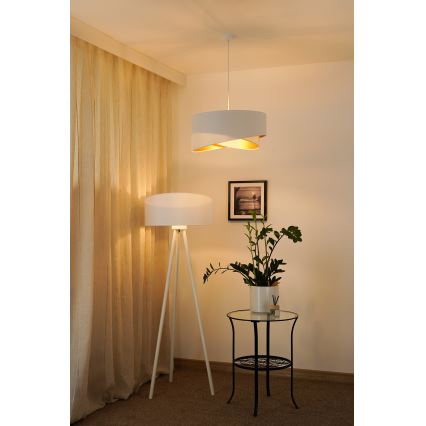 Brilagi - Candeeiro suspenso LED LYRA 1xE27/15W/230V branco/dourado