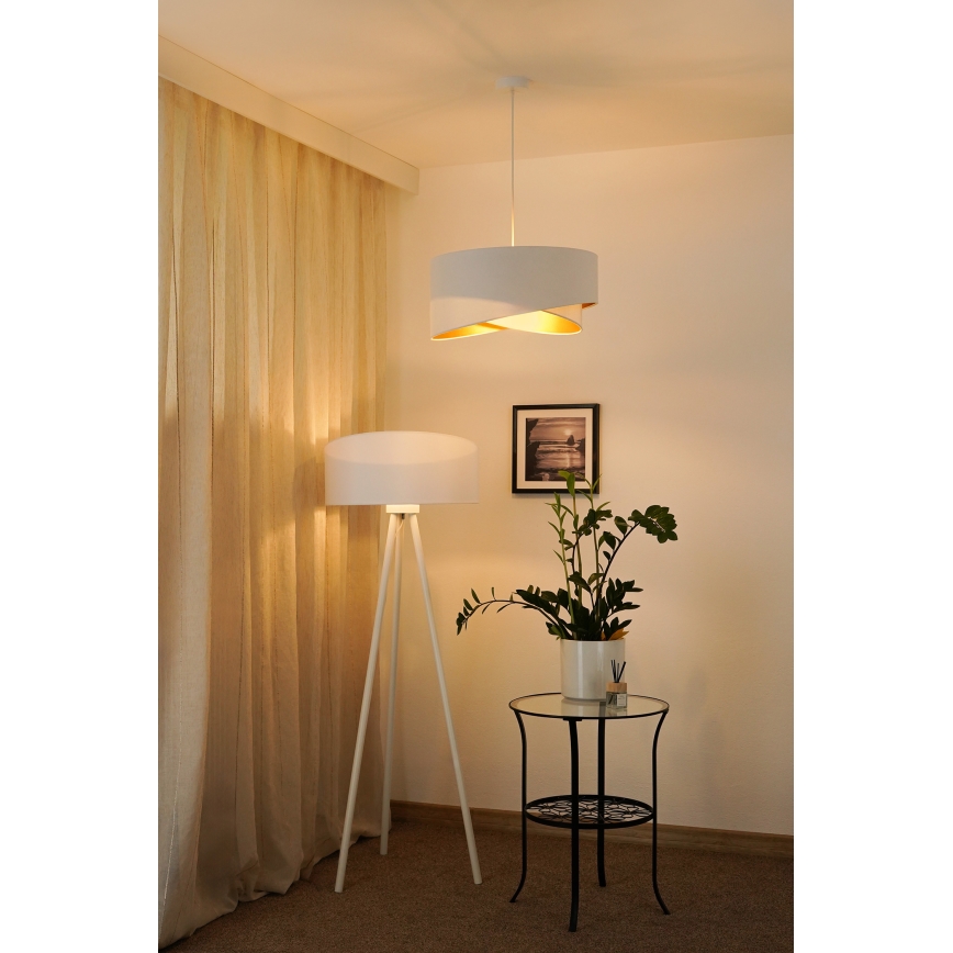 Brilagi - Candeeiro suspenso LED LYRA 1xE27/15W/230V branco/dourado